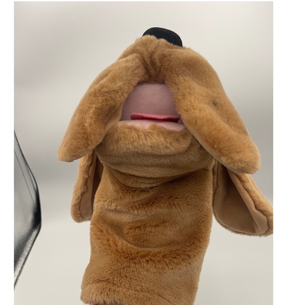 Vintage Plush Hound Dog Hand Puppet Tan Faux Fur Movable Mouth Bloodhound 10.5in - Picture 7 of 10